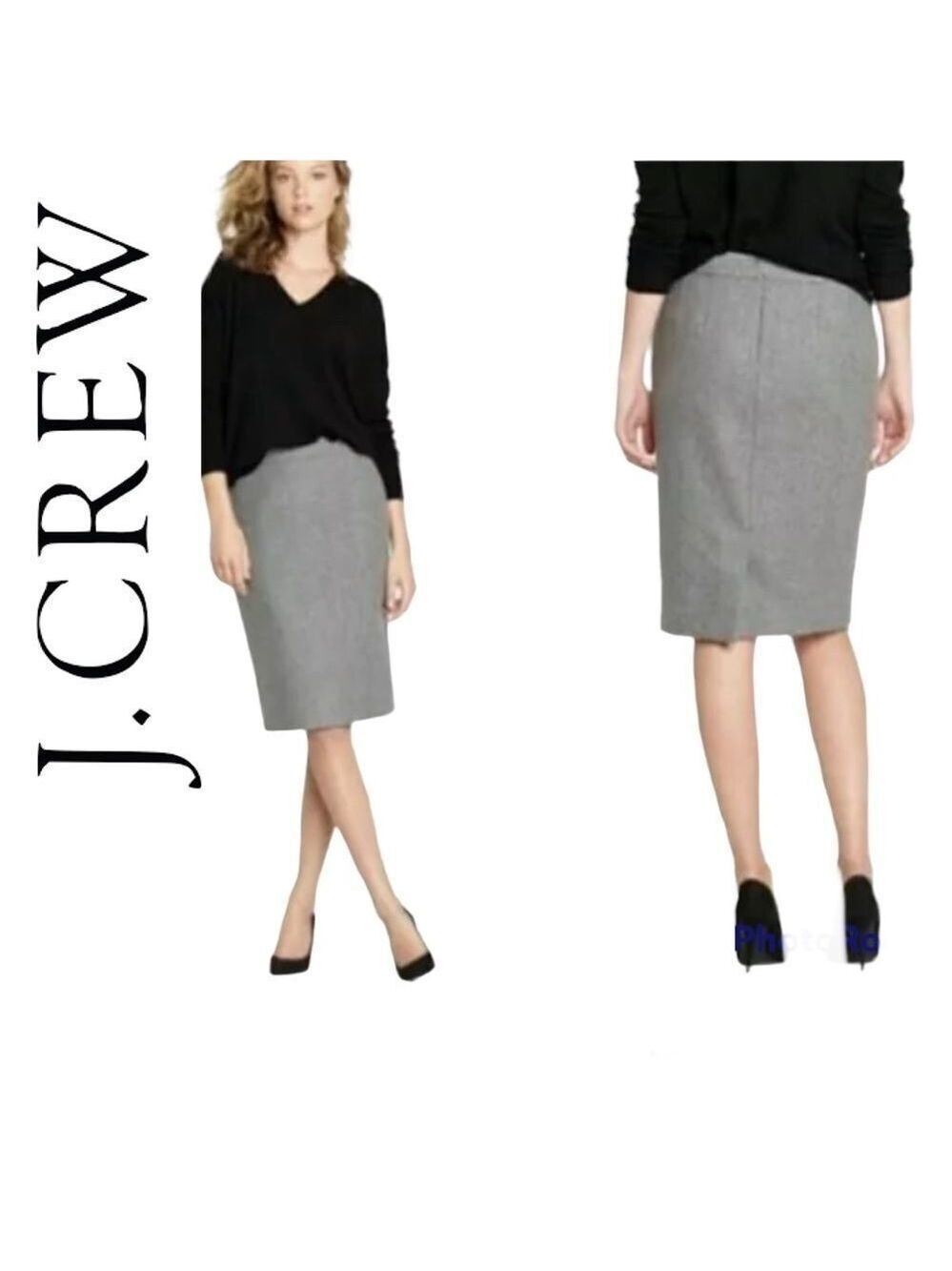 J.CREW Gray wool pencil skirt size 4